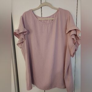 SHEIN Soft Pink Ruffle Sleeve Blouse